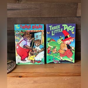 Vintage Whitman Giant Hardback Kids Books The Three Bears & Three Little Pigs